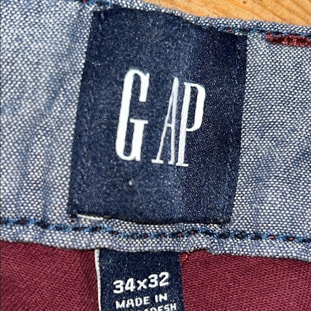GAP Men’s Straight Leg Pants 34x32 Burgundy Maroon Casual Chino Classic Fit - Picture 8 of 9